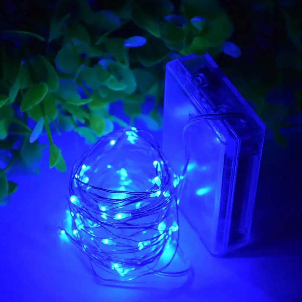 20 Led Lights Battery Powered Copper Fairy - Blue Fairy Lights