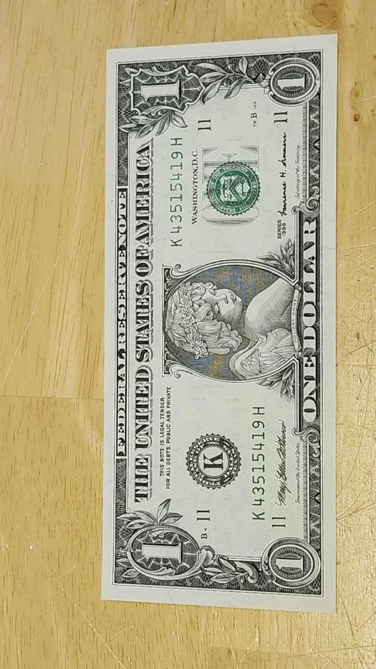 Holiday Angel $1 Bill 1999