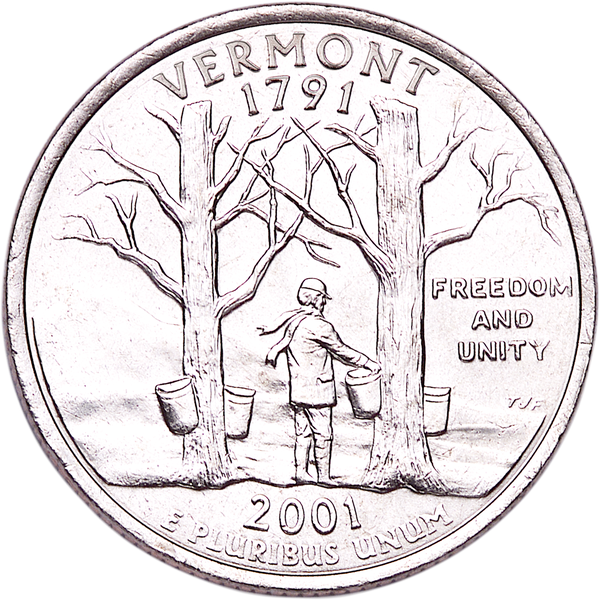 2001 D Vermont Statehood Washington Commemorative Quarter