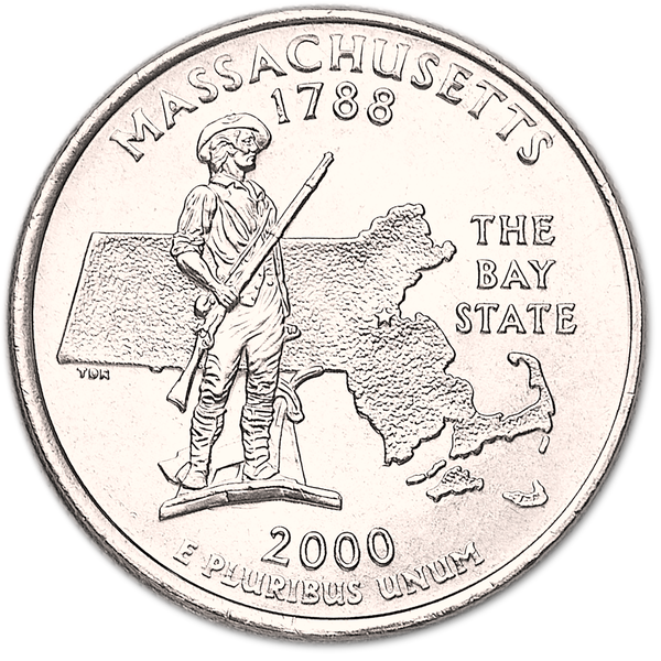 2000 D Massachusetts Statehood Washington Commemorative Quarter