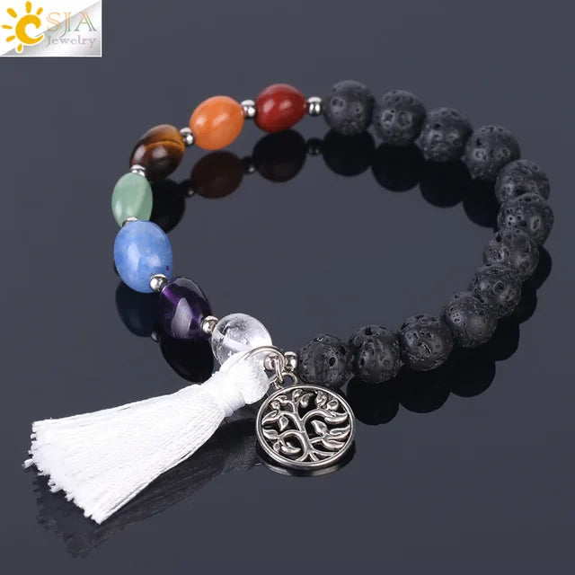 Chakras Healing Bracelet 8mm Yoga Meditation Natural Stone Beaded Bracelets Real Crystal Quartz Women Hand Jewelery