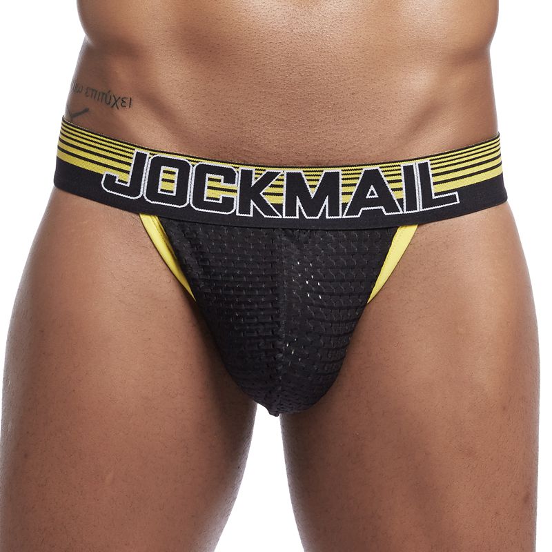 Jockmail Yellow Underwear Men Underwear Jockstraps Breathable Mesh