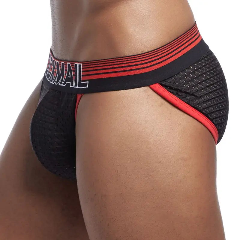 Jockmail Red Underwear Men Underwear Jockstraps Breathable Mesh