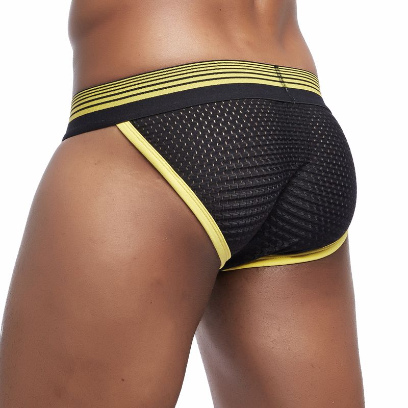 Jockmail Yellow Underwear Men Underwear Jockstraps Breathable Mesh