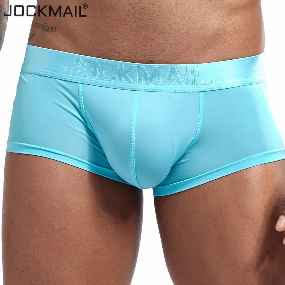 JOCKMAIL New transparent Sexy men underwear boxer Shorts Mens Trunks ice silk Gay Male panties underpants cuecas Gay underwear