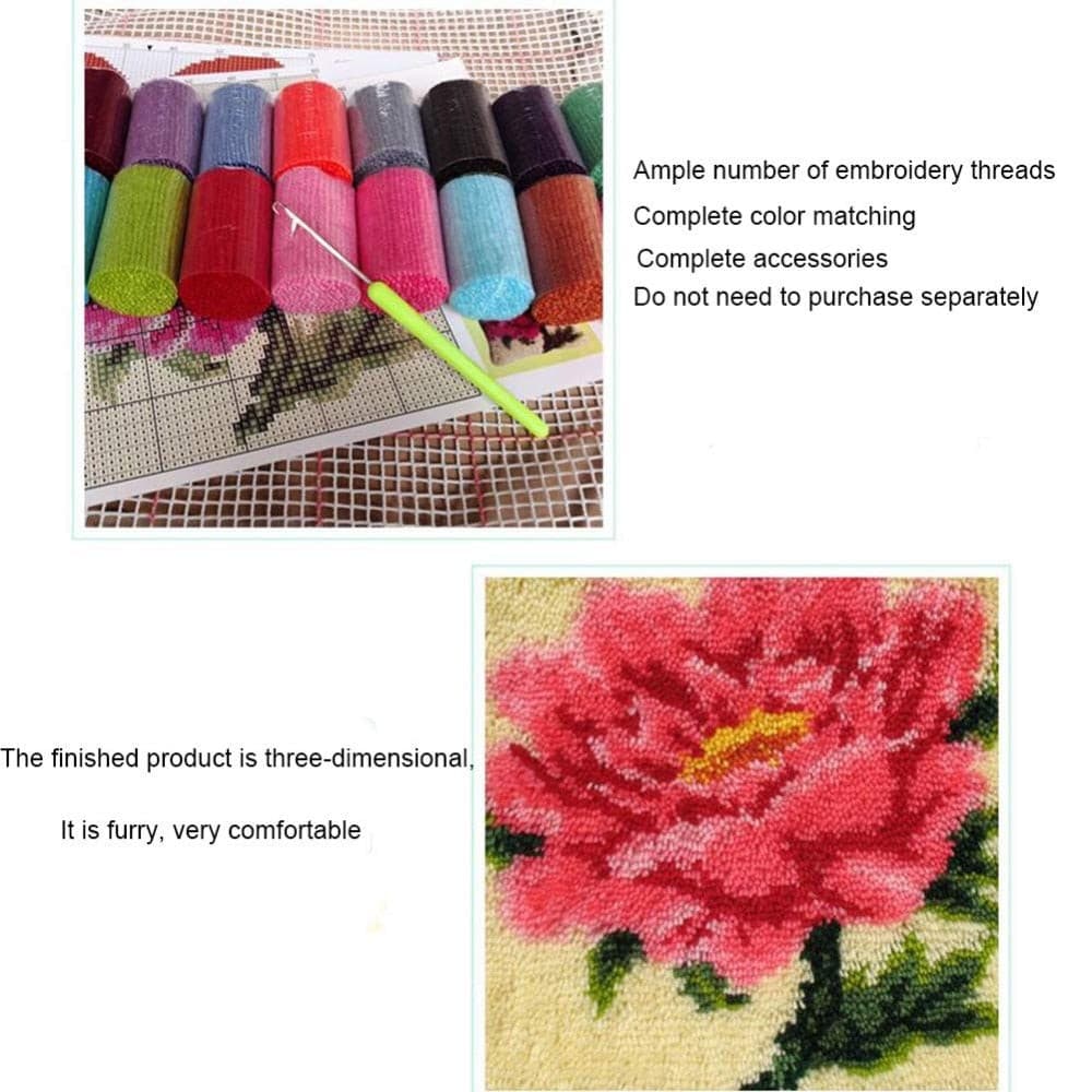 DIY Latch Hook Rug Kits Butterfly Flower for Adults Kids Gift 16 x 16 inches