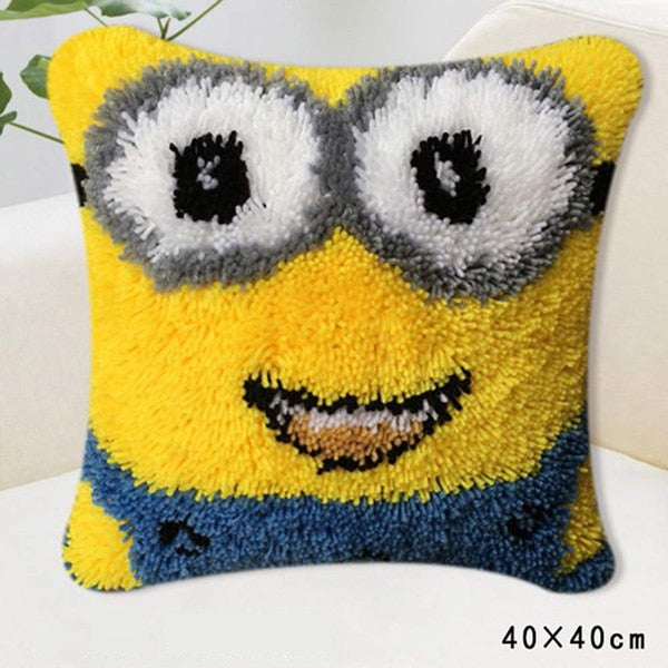 DIY Latch Hook Rug Kits Crocheting Yarn Cushion Carpet Cover Floor Mat 3D Cartoon Flower Sewing Needlework for Adults Kids Gift