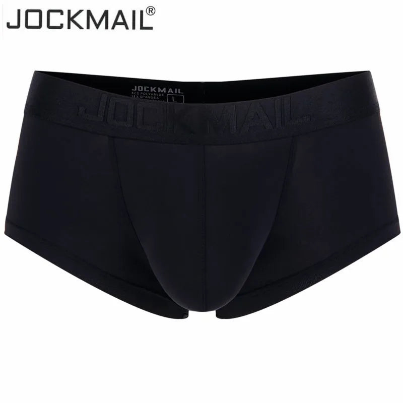 JOCKMAIL New transparent Sexy men underwear boxer Shorts Mens Trunks ice silk Gay Male panties underpants cuecas Gay underwear