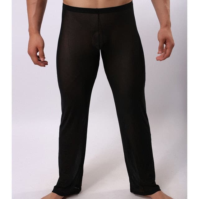 Men's Sexy Soft Mesh Sheer See-through Stretch Pants Trousers Sleepwear Hot Transparent Men Pants Homewear