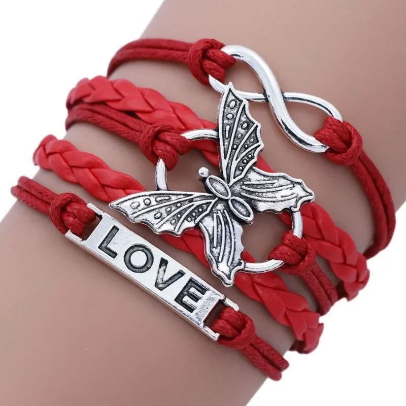 Red Butterfly Love Infinity Bracelet