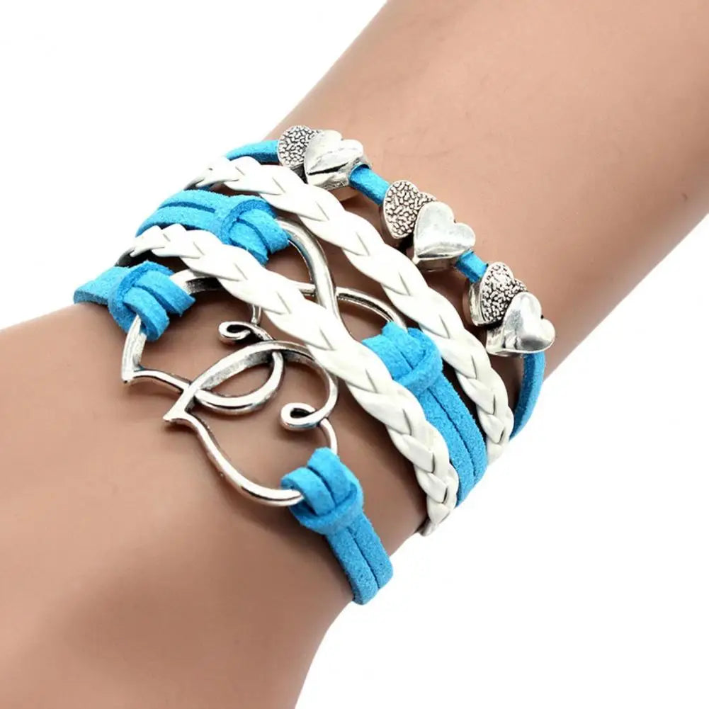 Bracelet Multiple Layer Anti-allergic Fashion Accessories Handmade Fashion Big Love Heart Pendant Braided Bracelet