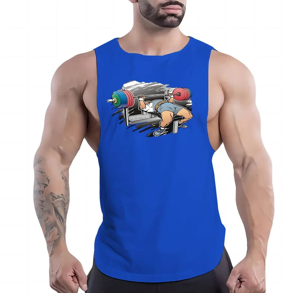 Blue Workout Tank Top Men's Shirt