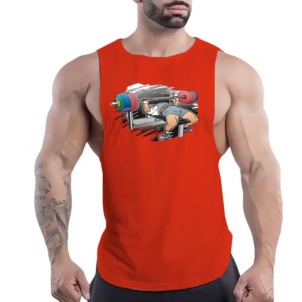 Red Workout Tank Top Men's Shirt