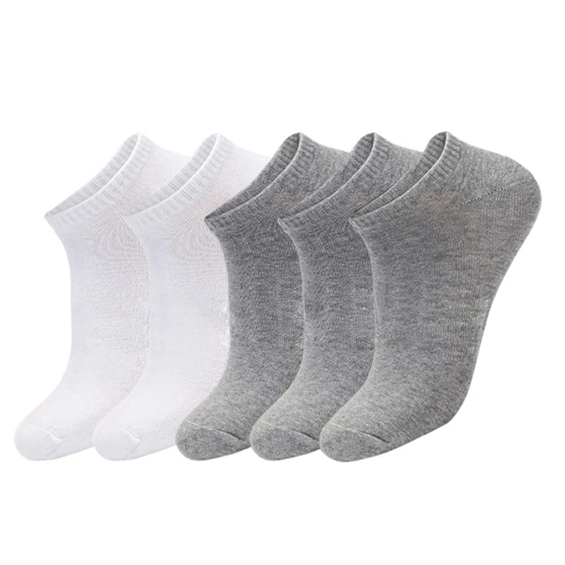 5pairs/Lot Men's Socks Casual Boat Socks Black Business Socks Solid Color Breathable Comfortable High Quality Ankle Socks 38-44