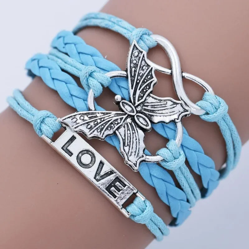 Blue Butterfly Love Infinity Bracelet