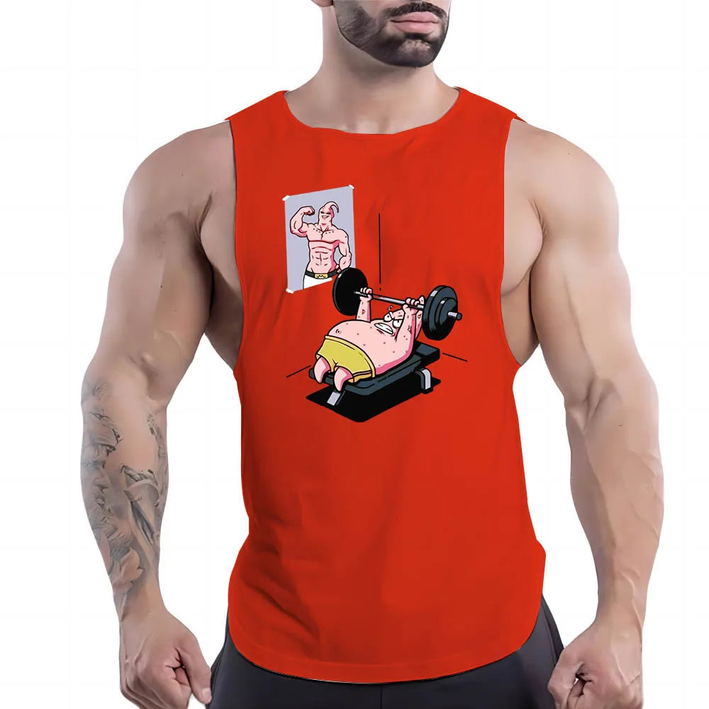 Red Workout Tank Top Men's Shirt