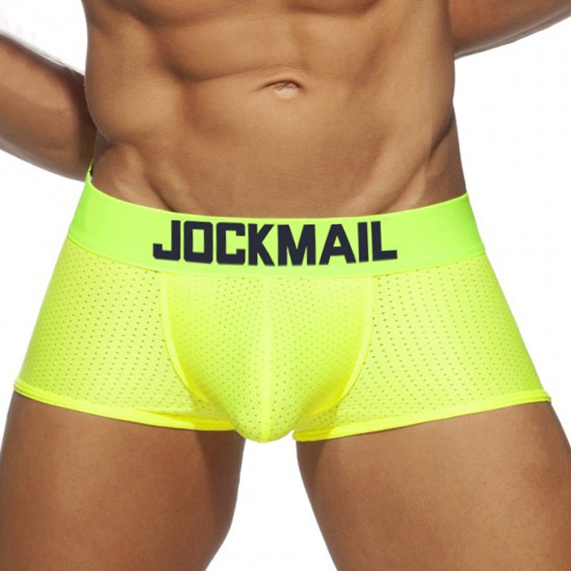 JOCKMAIL Fashion Classic Men's Underwear Sporty Breathable Mesh Boxer Briefs Sexy Transparent