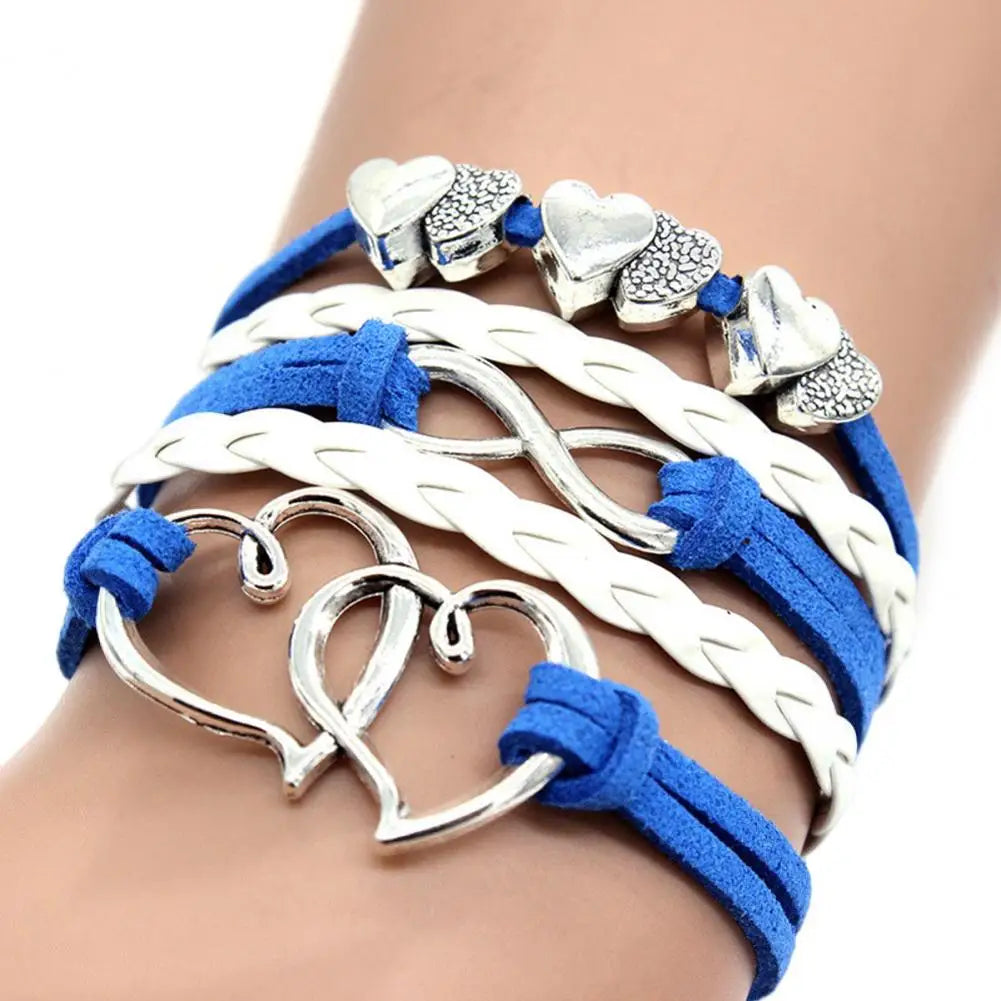 Bracelet Multiple Layer Anti-allergic Fashion Accessories Handmade Fashion Big Love Heart Pendant Braided Bracelet