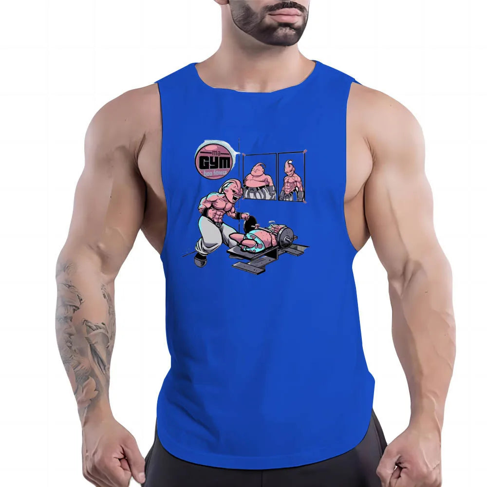 Blue Workout Gym Tank Top Men's Shirt