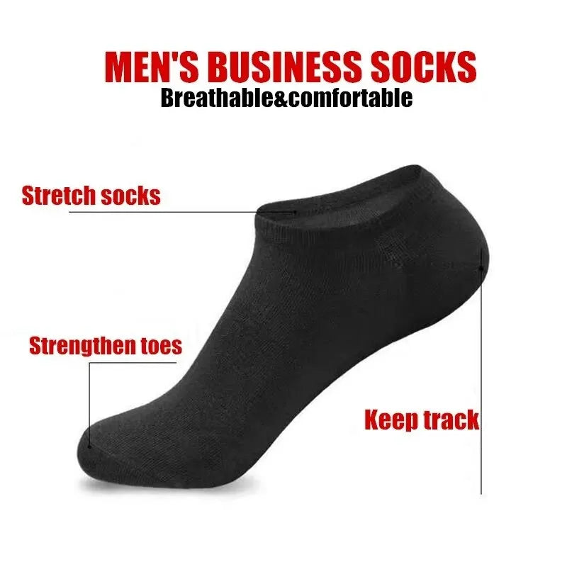 5pairs/Lot Men's Socks Casual Boat Socks Black Business Socks Solid Color Breathable Comfortable High Quality Ankle Socks 38-44