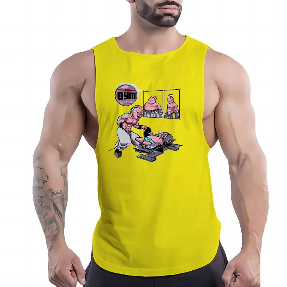 Yellow Workout Gym Tank Top Men's Shirt