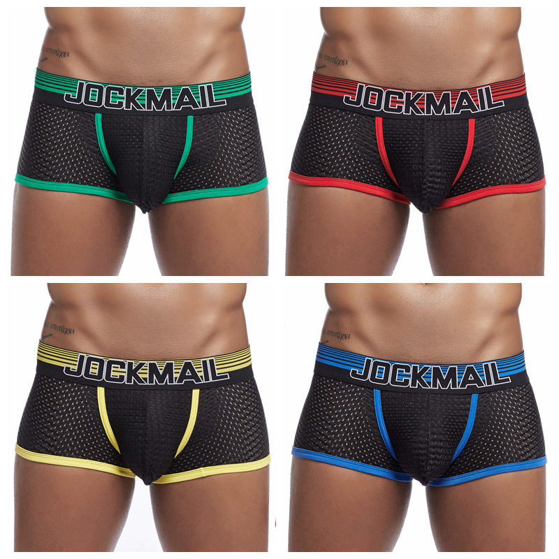 JOCKMAIL Fashion Classic Men's Underwear Sporty Breathable Mesh Boxer Briefs Sexy Transparent