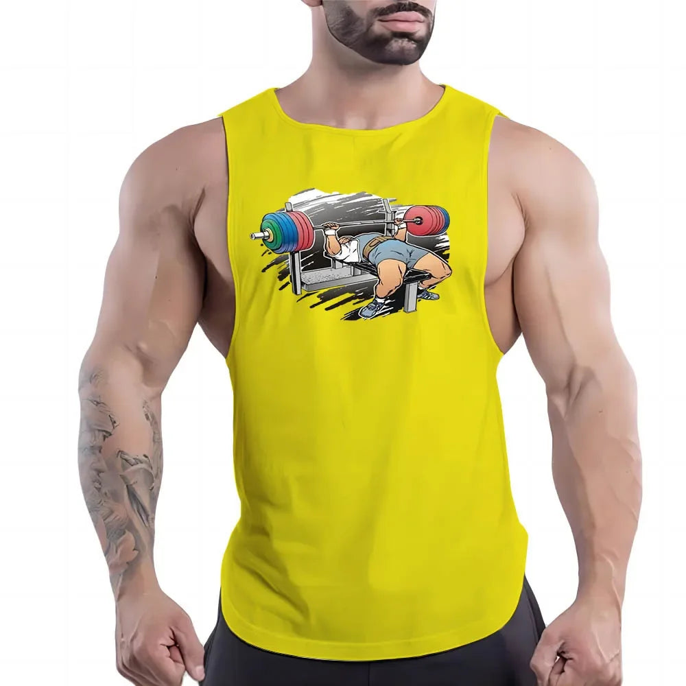 Yellow Workout Tank Top Men's Shirt