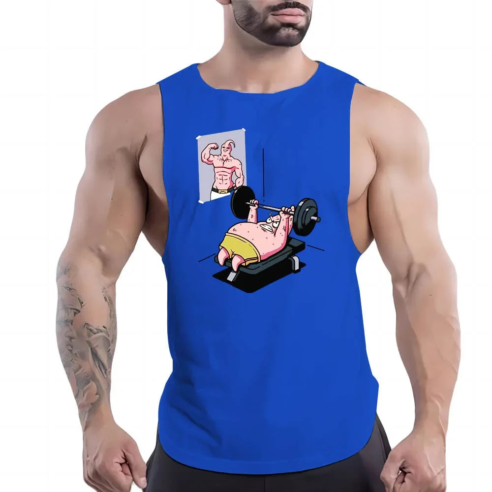 Blue Workout Tank Top Men's Shirt