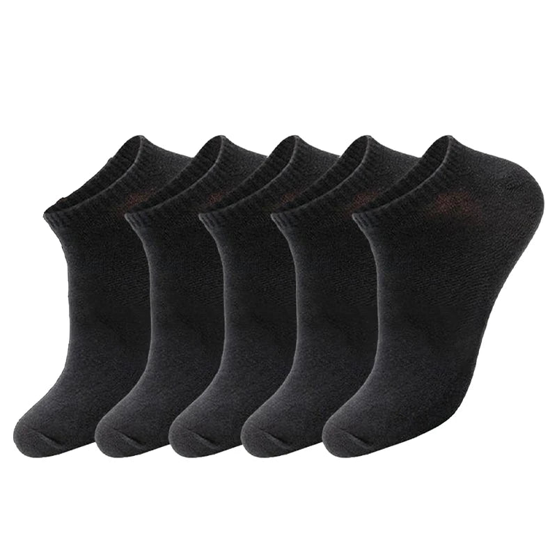 5pairs/Lot Men's Socks Casual Boat Socks Black Business Socks Solid Color Breathable Comfortable High Quality Ankle Socks 38-44