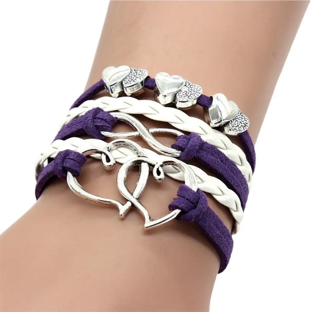 Bracelet Multiple Layer Anti-allergic Fashion Accessories Handmade Fashion Big Love Heart Pendant Braided Bracelet