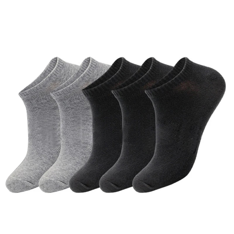 5pairs/Lot Men's Socks Casual Boat Socks Black Business Socks Solid Color Breathable Comfortable High Quality Ankle Socks 38-44