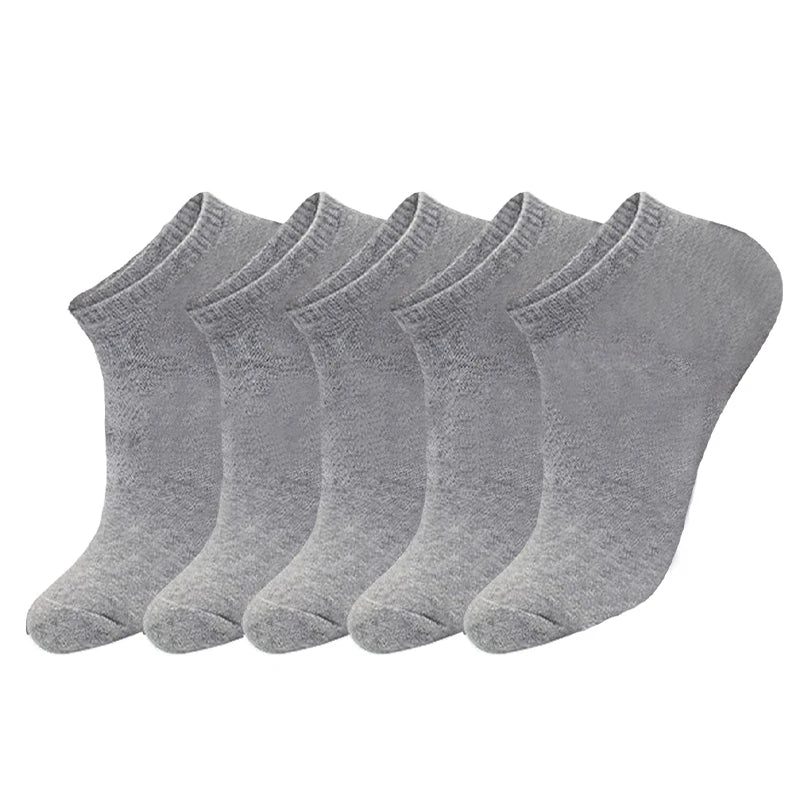 5pairs/Lot Men's Socks Casual Boat Socks Black Business Socks Solid Color Breathable Comfortable High Quality Ankle Socks 38-44