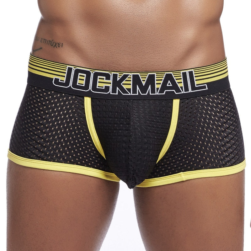 JOCKMAIL Fashion Classic Men's Underwear Sporty Breathable Mesh Boxer Briefs Sexy Transparent