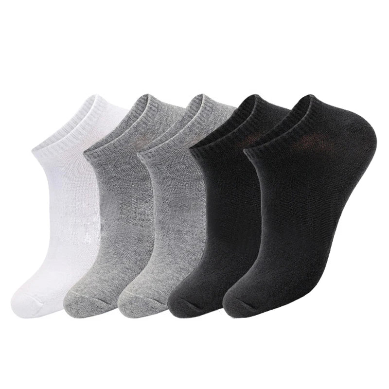 5pairs/Lot Men's Socks Casual Boat Socks Black Business Socks Solid Color Breathable Comfortable High Quality Ankle Socks 38-44