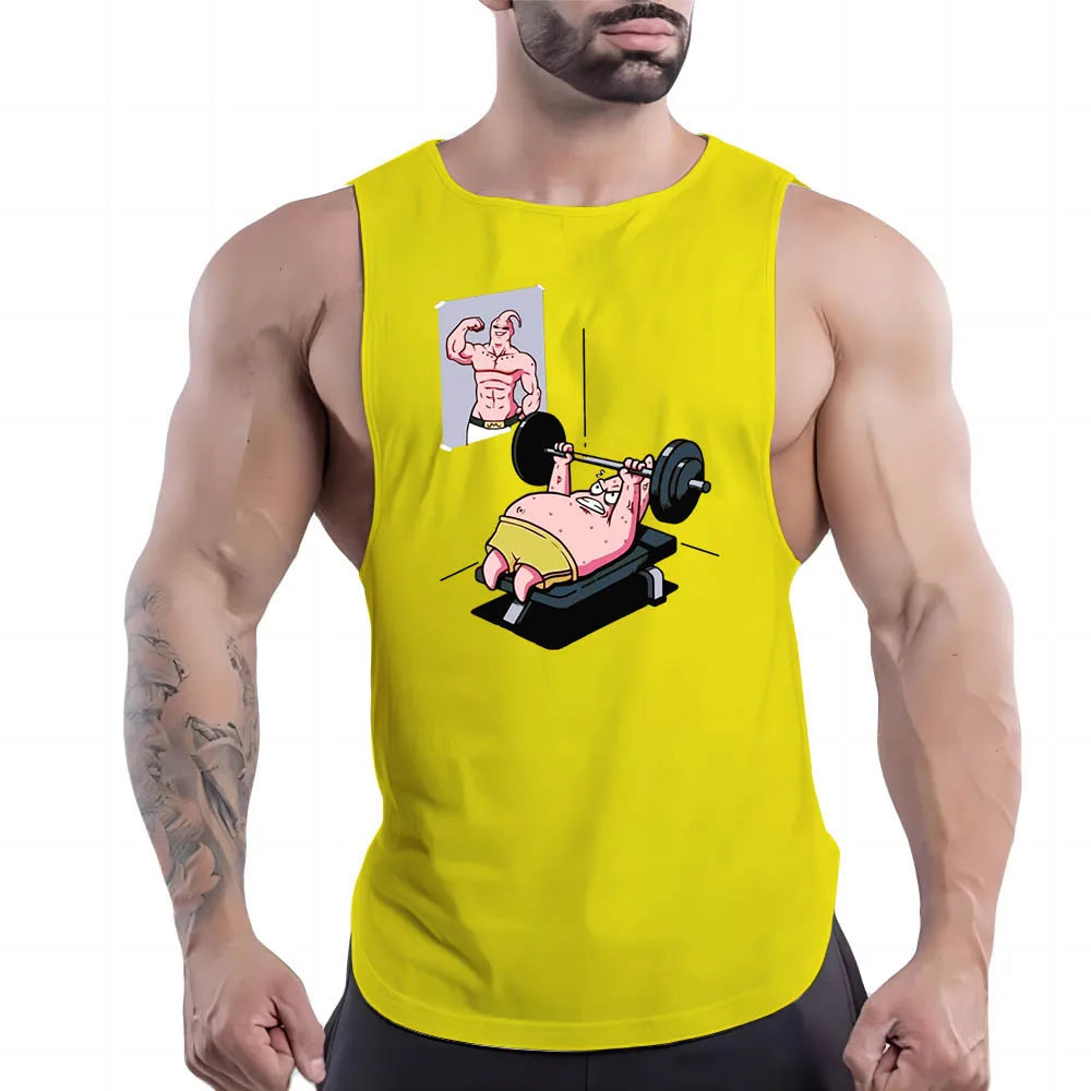 Yellow Workout Tank Top Men's Shirt