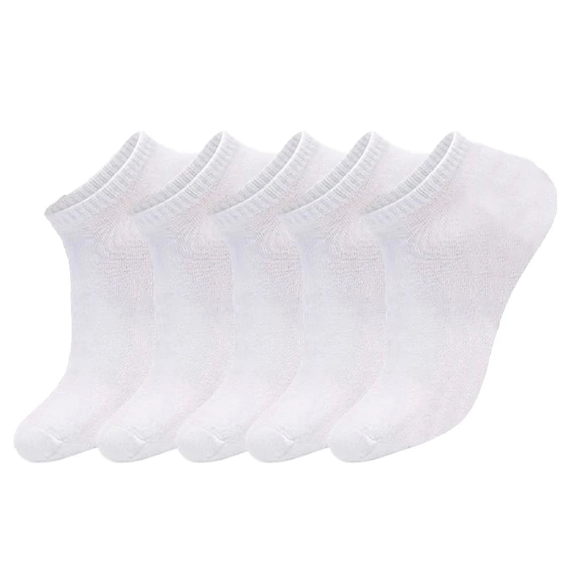 5pairs/Lot Men's Socks Casual Boat Socks Black Business Socks Solid Color Breathable Comfortable High Quality Ankle Socks 38-44