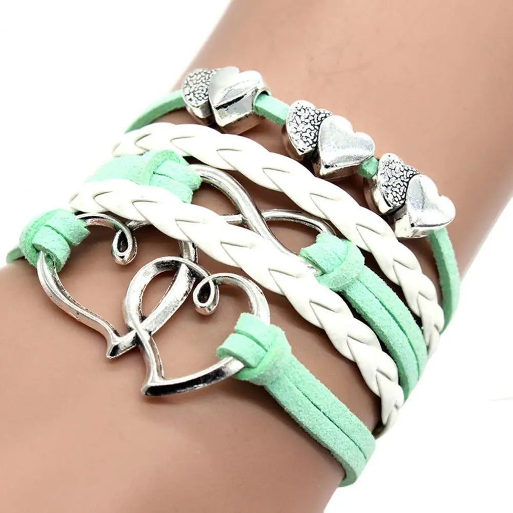 Bracelet Multiple Layer Anti-allergic Fashion Accessories Handmade Fashion Big Love Heart Pendant Braided Bracelet