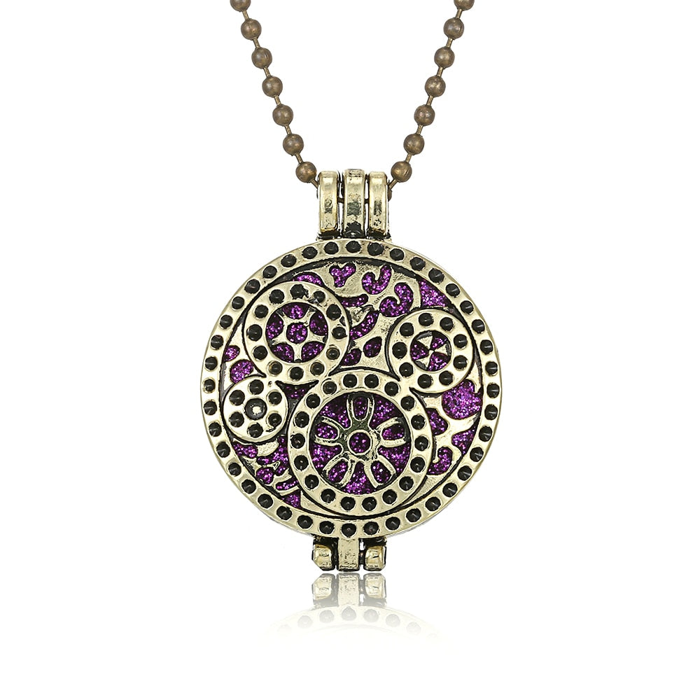 New Aromatherapy Diffuser Necklace Vintage Flower Butterfly Open Locket Aroma Pendant Perfume Essential Oil Diffuser Necklace