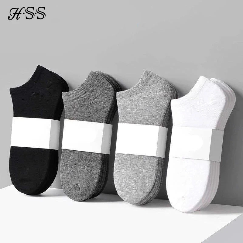 5pairs/Lot Men's Socks Casual Boat Socks Black Business Socks Solid Color Breathable Comfortable High Quality Ankle Socks 38-44