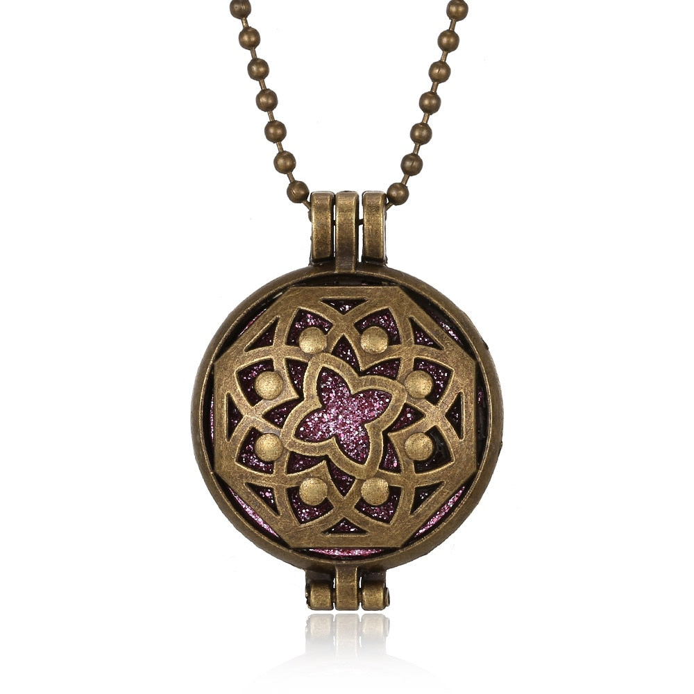 New Aromatherapy Diffuser Necklace Vintage Flower Butterfly Open Locket Aroma Pendant Perfume Essential Oil Diffuser Necklace