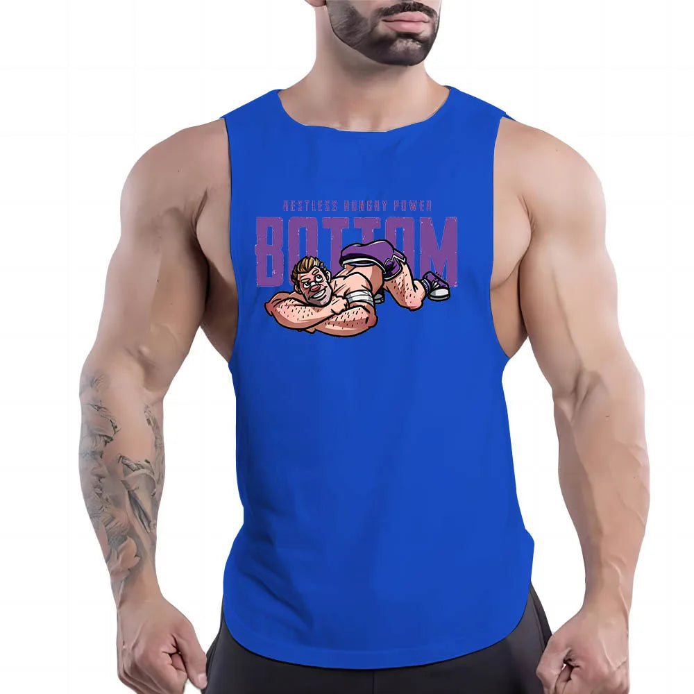 Blue Power Bottom Tank Top Men's Shirt