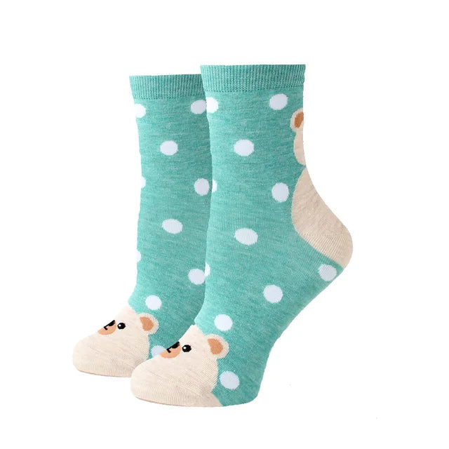 Women Socks New Funny Cute Cartoon Animal Cat Dog Parrot Novelty Harajuku Kawaii Happy Art Socks Cotton Fashion Harajuku Socks