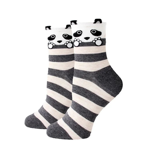 Women Socks New Funny Cute Cartoon Animal Cat Dog Parrot Novelty Harajuku Kawaii Happy Art Socks Cotton Fashion Harajuku Socks