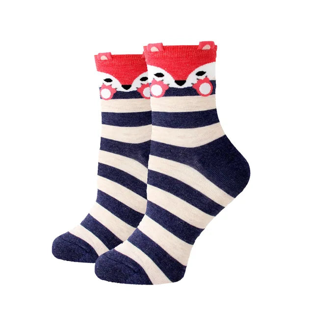 Women Socks New Funny Cute Cartoon Animal Cat Dog Parrot Novelty Harajuku Kawaii Happy Art Socks Cotton Fashion Harajuku Socks