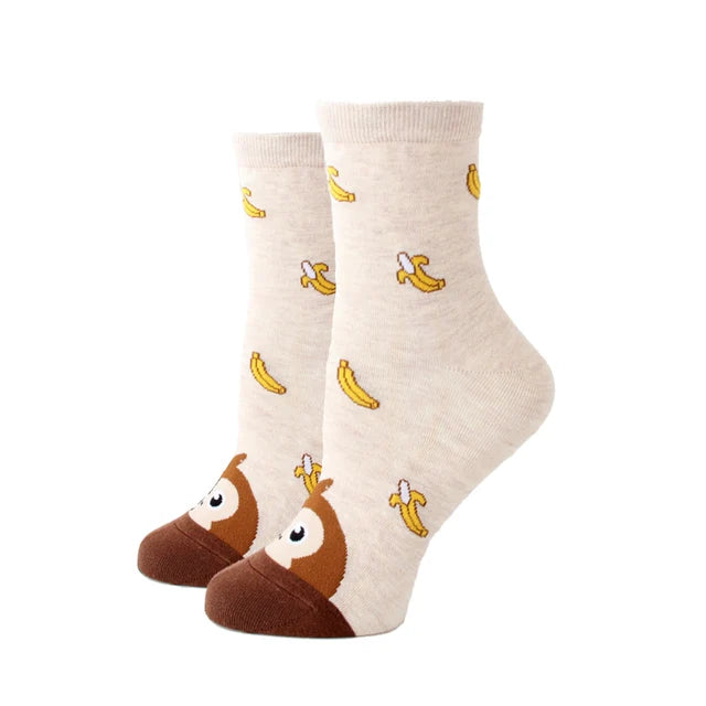 Women Socks New Funny Cute Cartoon Animal Cat Dog Parrot Novelty Harajuku Kawaii Happy Art Socks Cotton Fashion Harajuku Socks