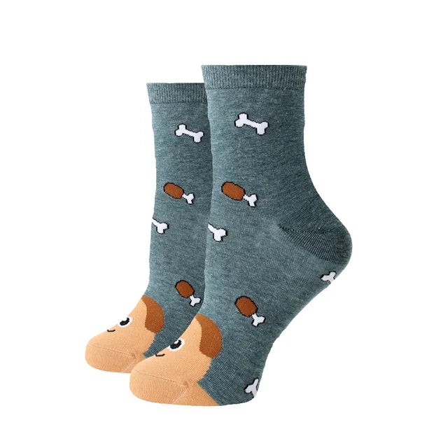 Women Socks New Funny Cute Cartoon Animal Cat Dog Parrot Novelty Harajuku Kawaii Happy Art Socks Cotton Fashion Harajuku Socks