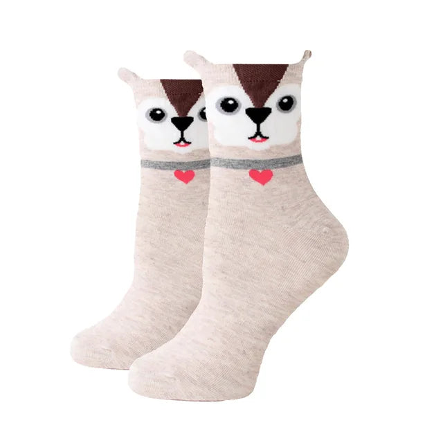 Women Socks New Funny Cute Cartoon Animal Cat Dog Parrot Novelty Harajuku Kawaii Happy Art Socks Cotton Fashion Harajuku Socks