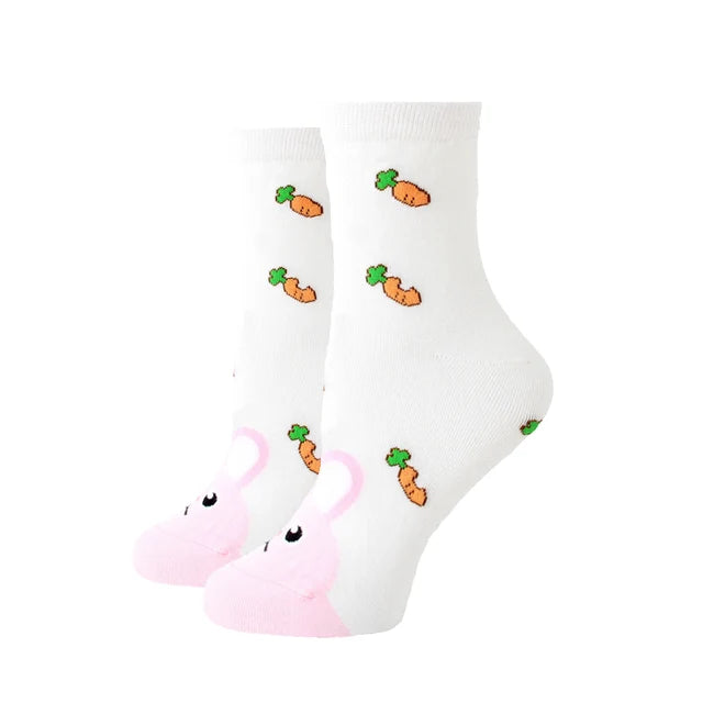 Women Socks New Funny Cute Cartoon Animal Cat Dog Parrot Novelty Harajuku Kawaii Happy Art Socks Cotton Fashion Harajuku Socks