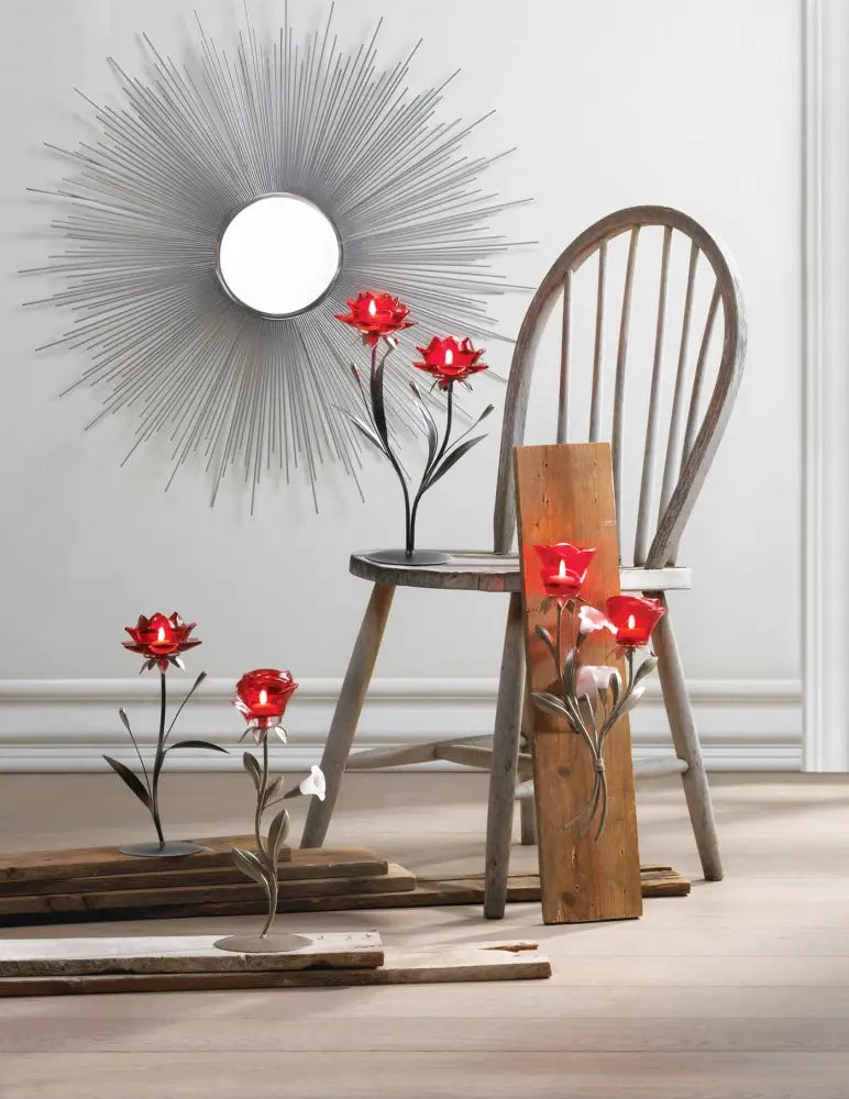 Beautiful Red Flowers Candleholder Full Catalog