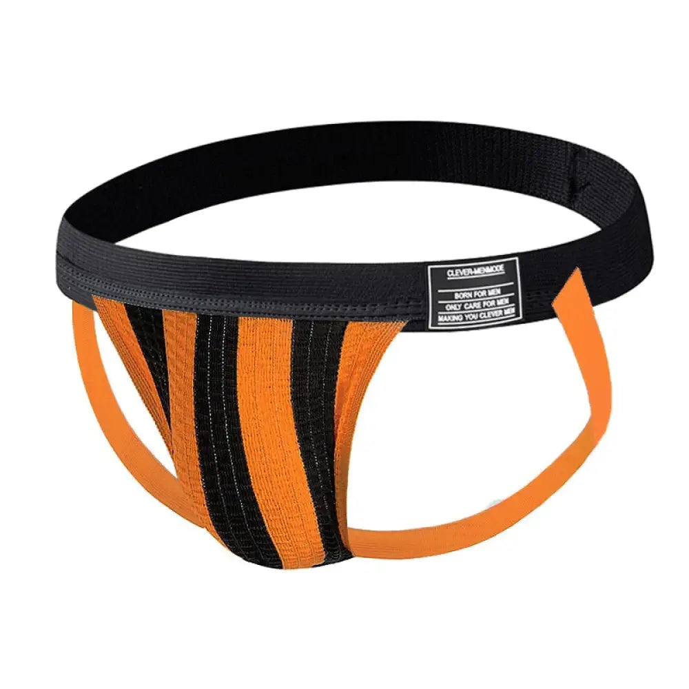 Clever-Menmode Mens Underwear Sexy Briefs Jockstrap Black Orange / S Jock Straps